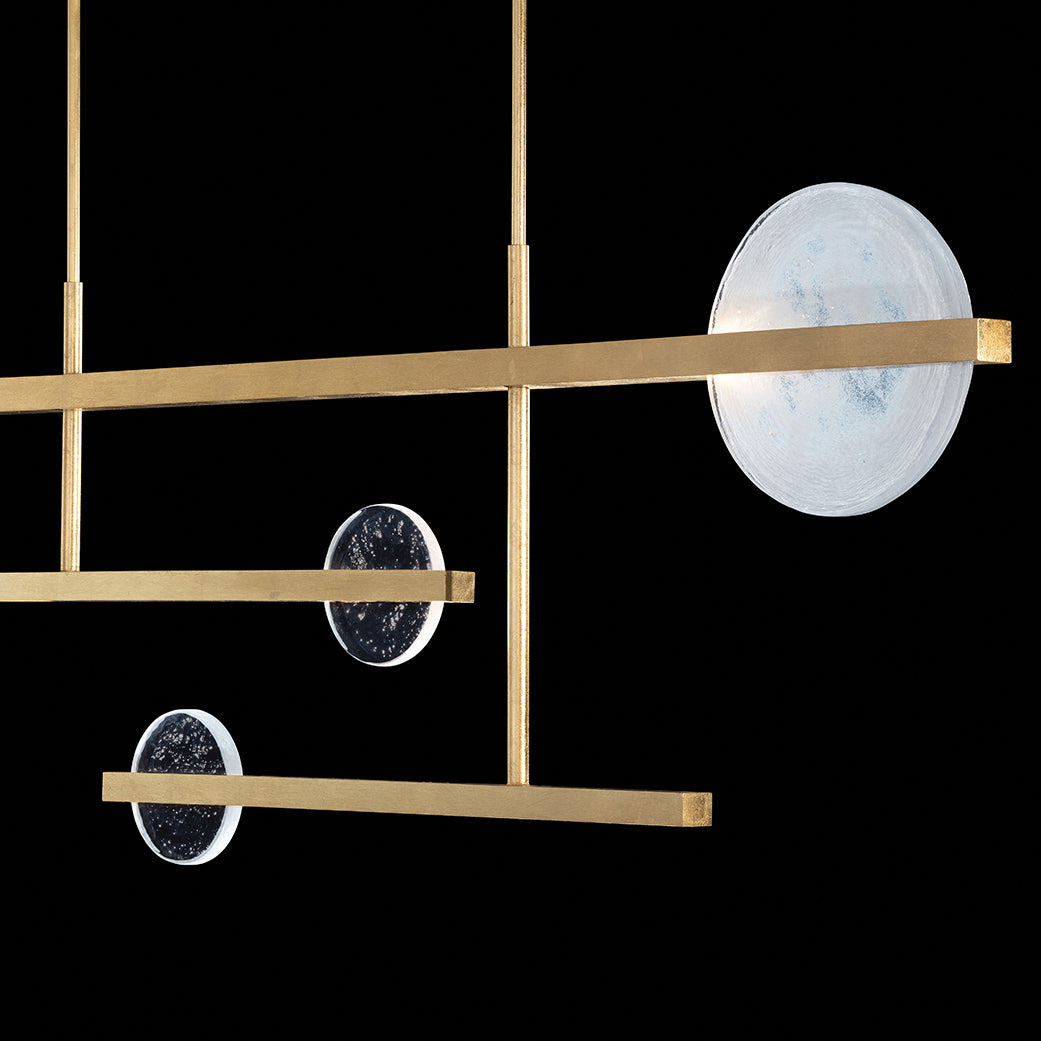 66.5-Inch Sculptural Glass Linear Pendant / Soft Gold