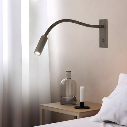 Adjustable Gooseneck LED Reading Wall Light / W 13.8″ x H 4.7″ / Sand Nickel / Warm Light