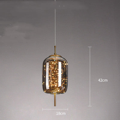 Amber or Smoke Glass Pendant Light / Smoke Grey / C