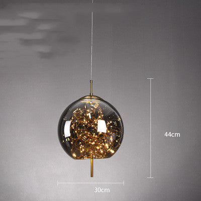 Amber or Smoke Glass Pendant Light / Smoke Grey / D