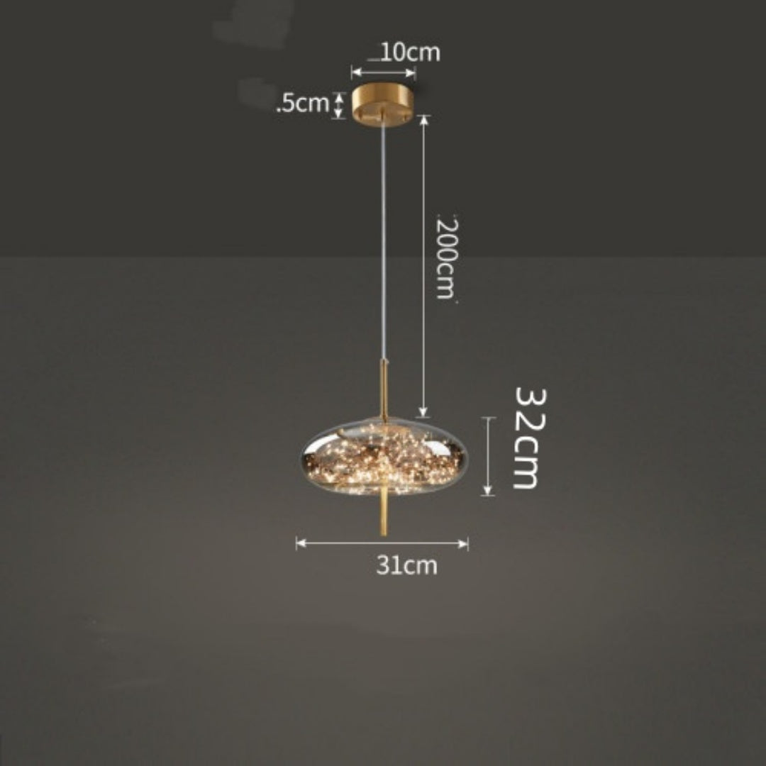 Amber or Smoke Glass Pendant Light