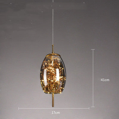 Amber or Smoke Glass Pendant Light / Amber / B