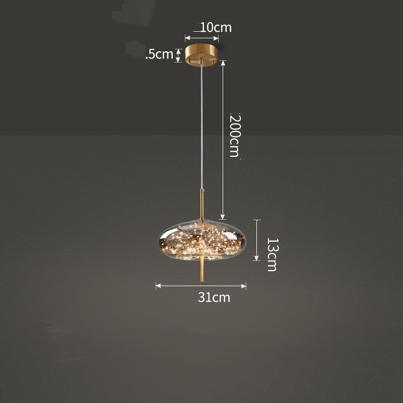 Amber or Smoke Glass Pendant Light / Amber / A