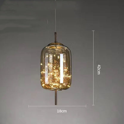 Amber or Smoke Glass Pendant Light / Amber / C