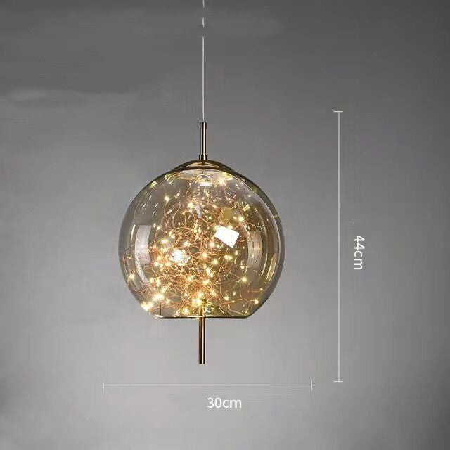 Amber or Smoke Glass Pendant Light / Amber / D