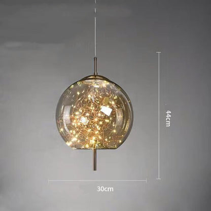 Amber or Smoke Glass Pendant Light / Amber / D