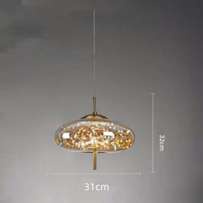 Amber or Smoke Glass Pendant Light