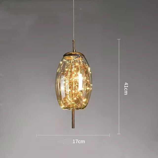 Amber or Smoke Glass Pendant Light