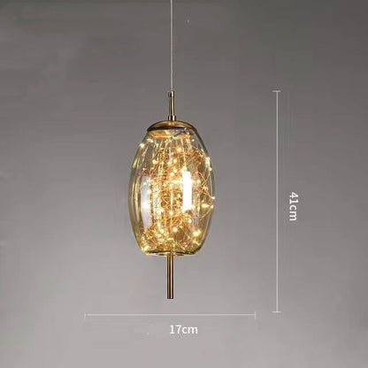 Amber or Smoke Glass Pendant Light