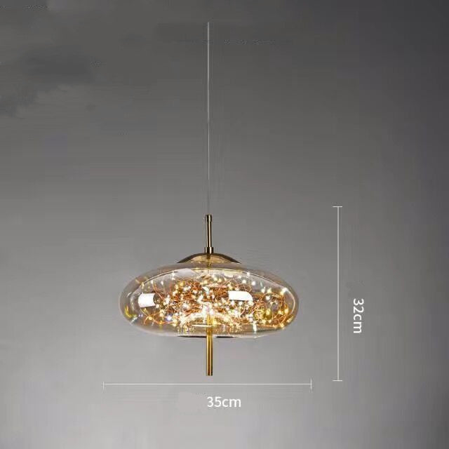 Amber or Smoke Glass Pendant Light
