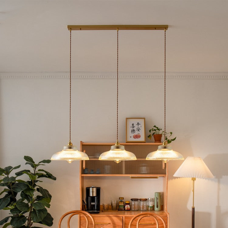 Brass Glass Japanese Pendant Light / StyleC / Single