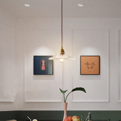 Brass Glass Japanese Pendant Light / StyleC / Three