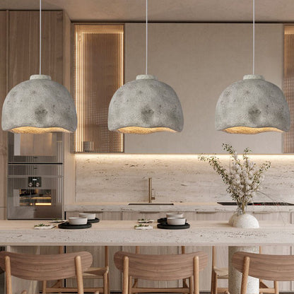 Coarse Pottery Resin Pendant Light / White / 35cm