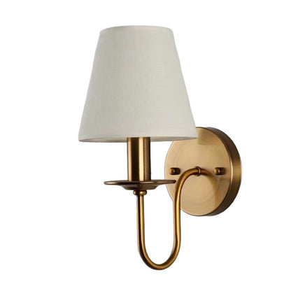 Double-Head Copper-Tone Fabric Wall Light / Including 4W Light Source / Linen Lampshade