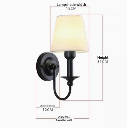 Double-Head Copper-Tone Fabric Wall Light