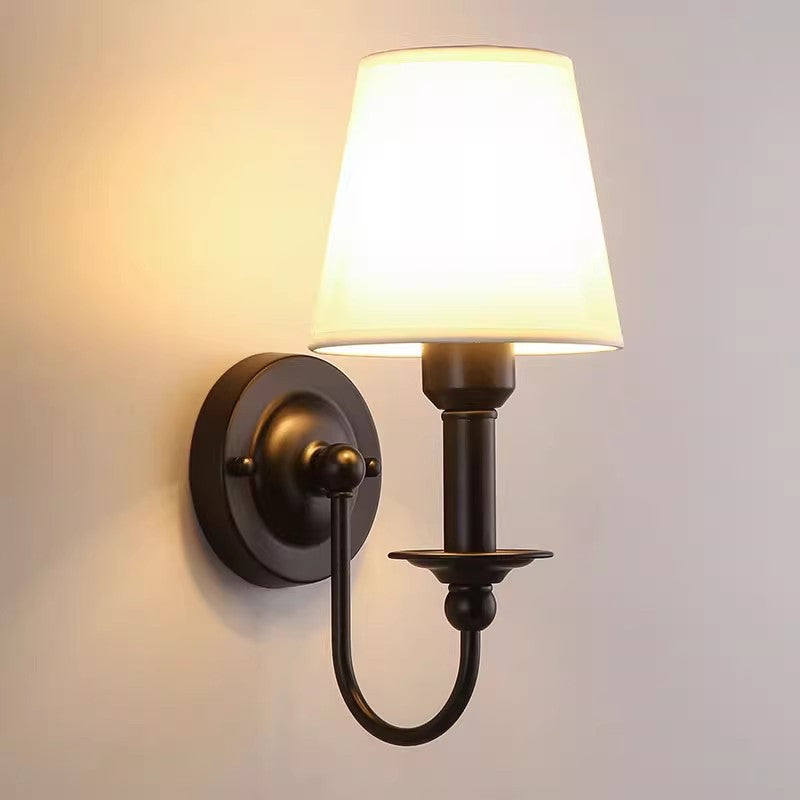 Double-Head Copper-Tone Fabric Wall Light