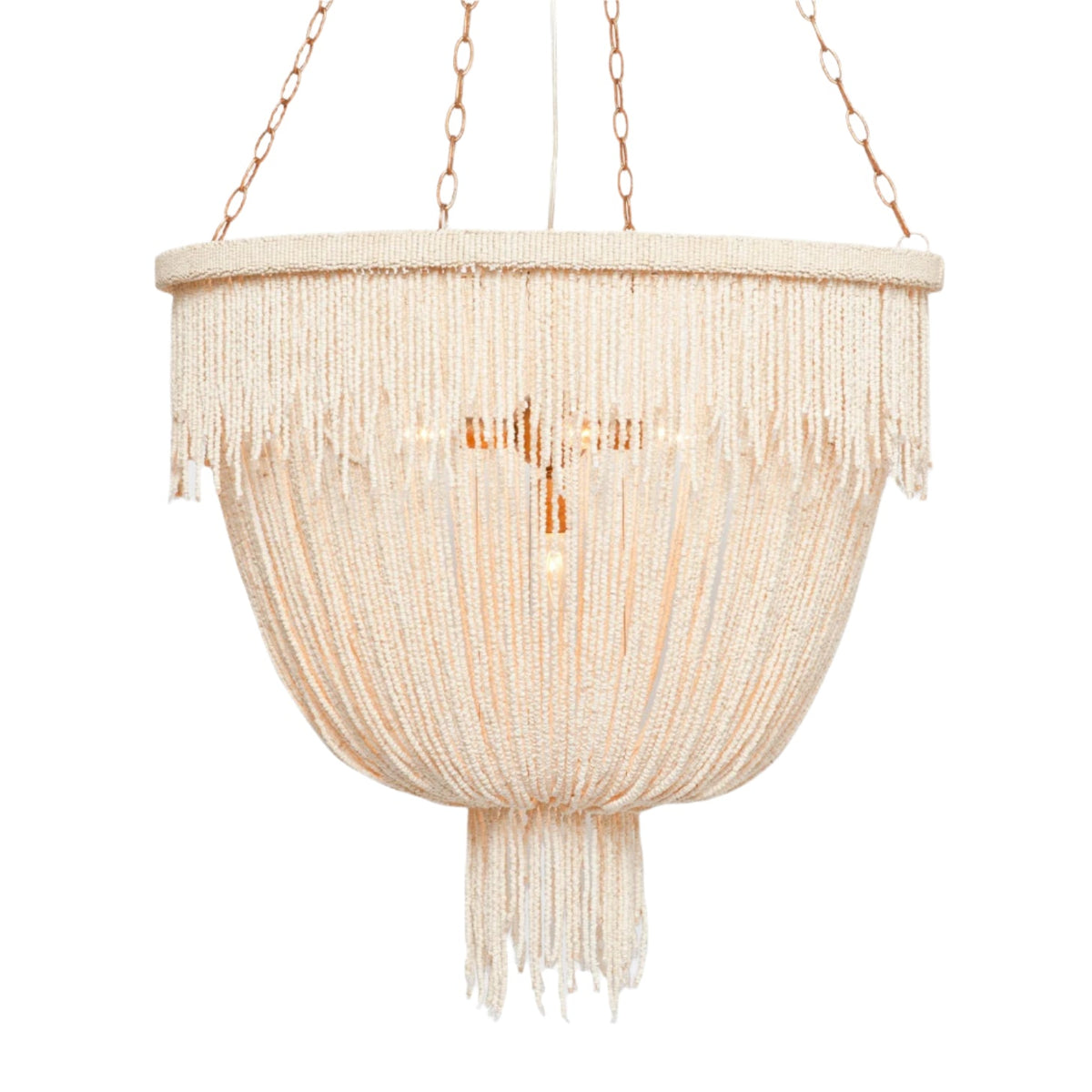 Five-Light Mixed-Finish Decorative Chandelier / Natural Coco/Gold