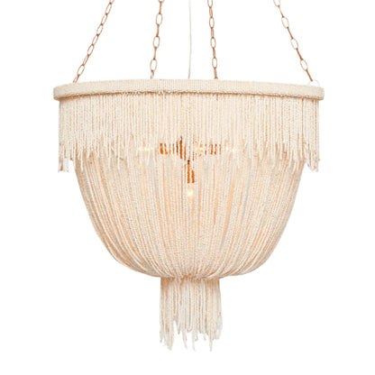 Five-Light Mixed-Finish Decorative Chandelier / Natural Coco/Gold