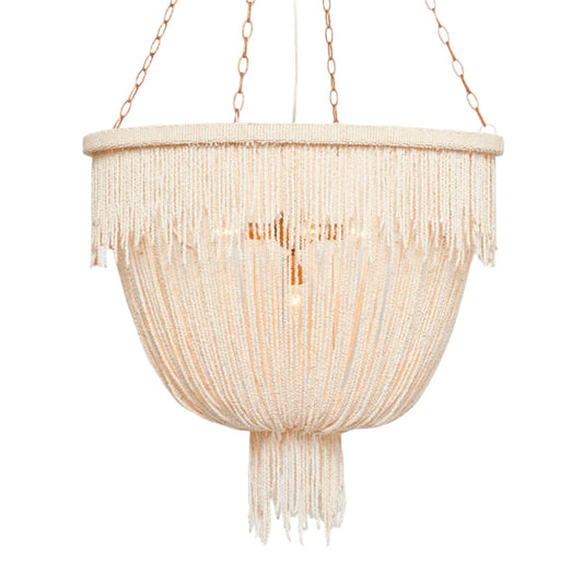Five-Light Mixed-Finish Decorative Chandelier / Natural Coco/Gold