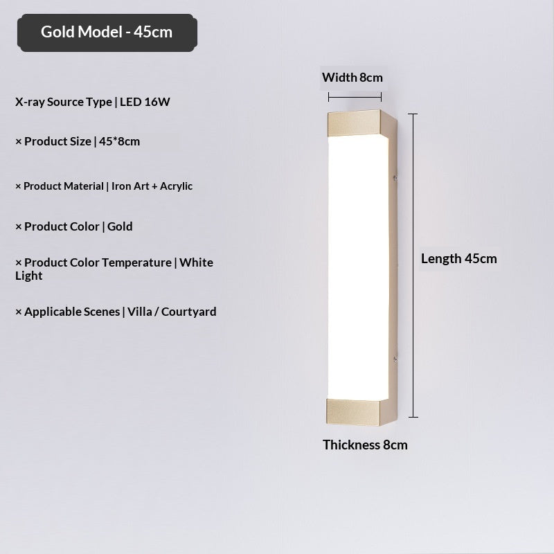IP55 Long Outdoor LED Wall Light / 24W / Black / 45cm
