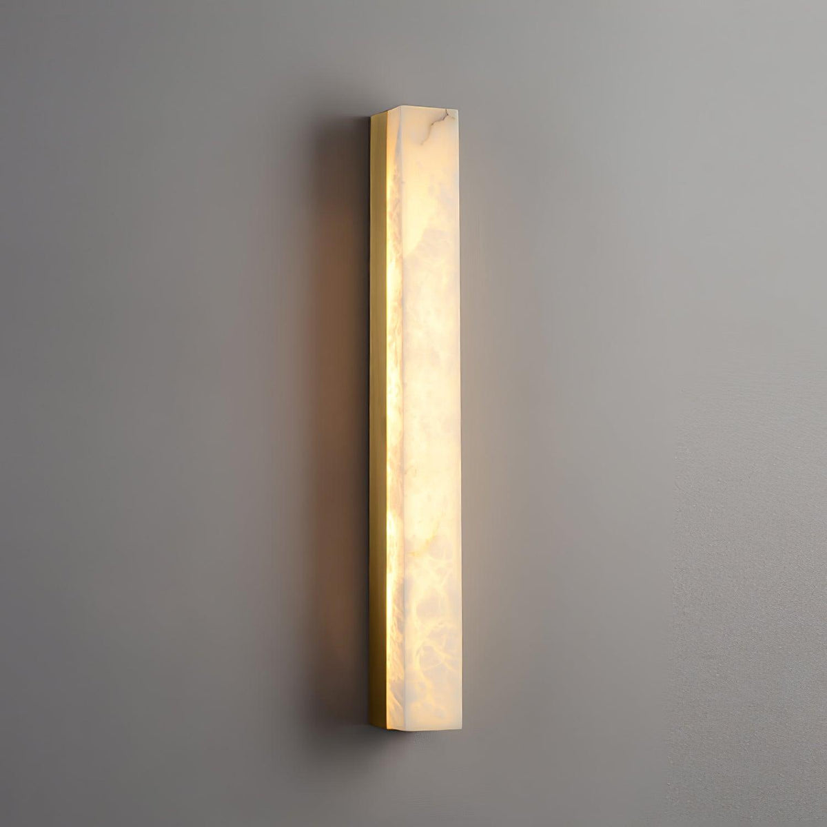 Linear Alabaster Brass LED Wall Light / ∅ 2.4″ x H 31.5″ / Dia 6cm x H 80cm / Black & White / Cool Light