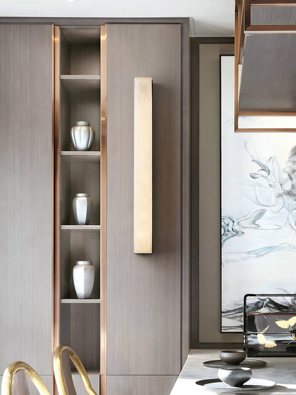 Linear Alabaster Brass LED Wall Light / ∅ 2.4″ x H 31.5″ / Dia 6cm x H 80cm Set of 2 / Brass & White / Warm Light