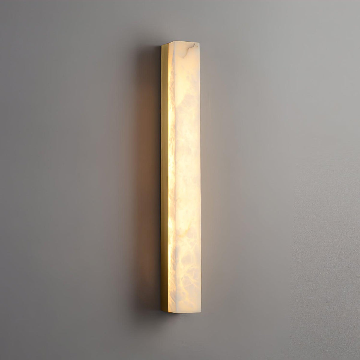 Linear Alabaster Brass LED Wall Light / ∅ 2.4″ x H 39.4″ / Dia 6cm x H 100cm Set of 2 / Brass & White / Warm Light