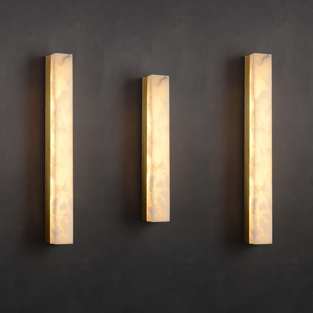 Linear Alabaster Brass LED Wall Light / ∅ 2.4″ x H 39.4″ / Dia 6cm x H 100cm Set of 2 / Black & White / Warm Light
