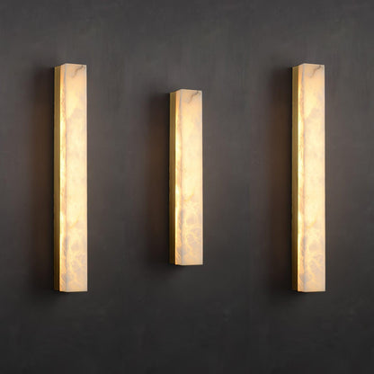 Linear Alabaster Brass LED Wall Light / ∅ 2.4″ x H 39.4″ / Dia 6cm x H 100cm Set of 2 / Black & White / Warm Light