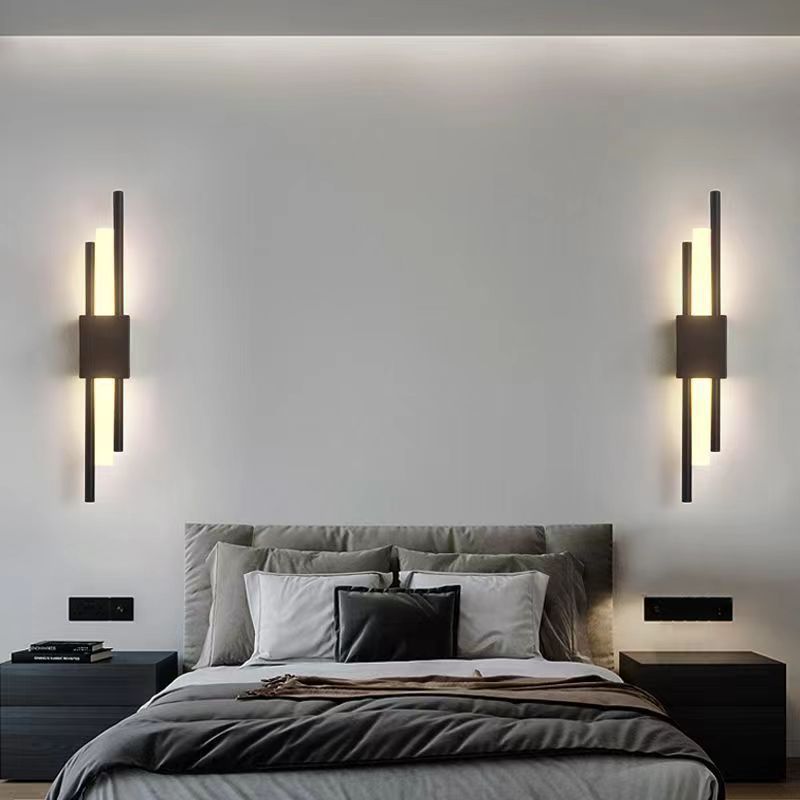 Nordic Bedside Warm Light Wall Lamp / Black Gold / Warm light