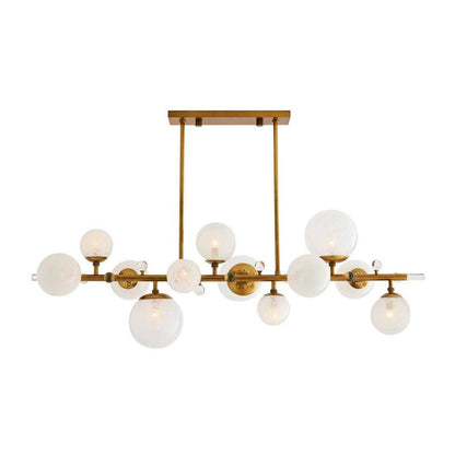 Opal Globe Antique Brass Chandelier
