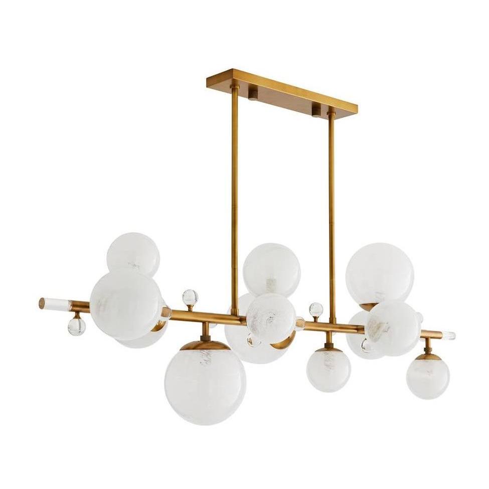 Opal Globe Antique Brass Chandelier