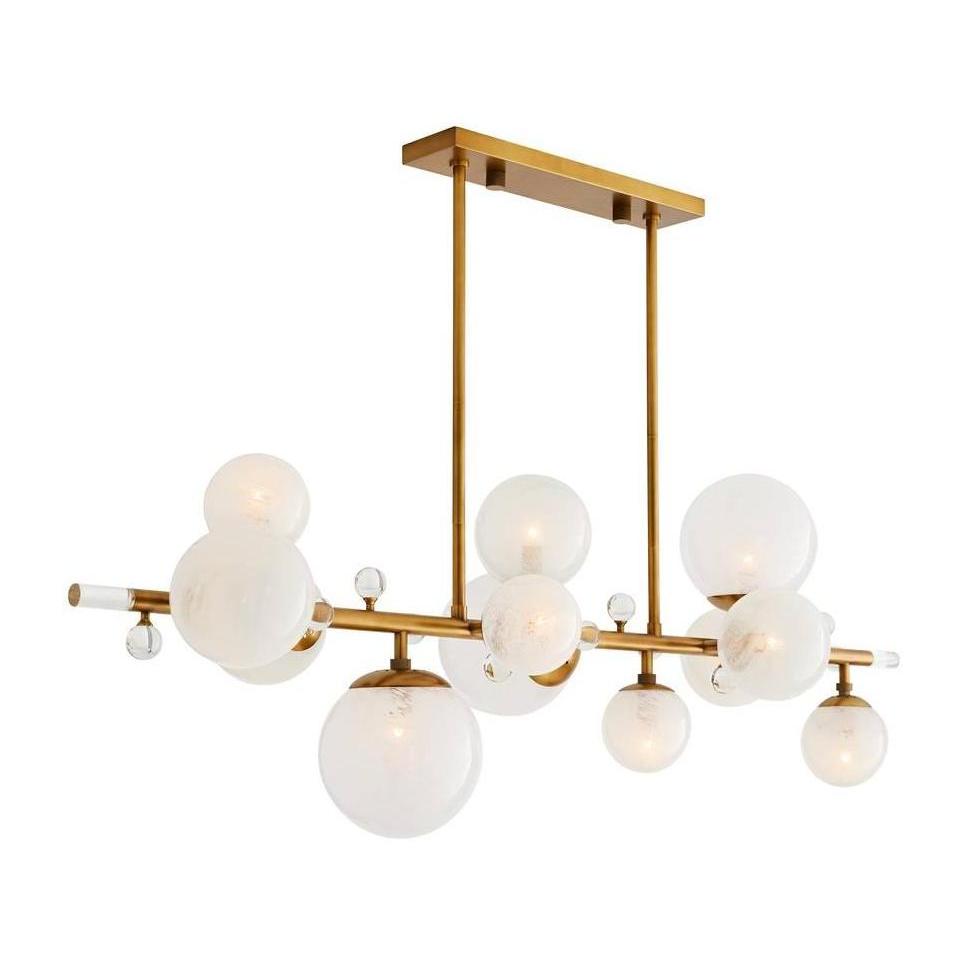 Opal Globe Antique Brass Chandelier