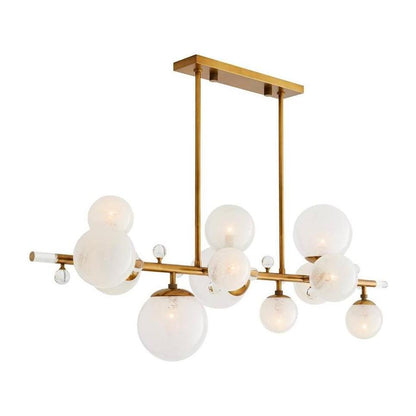 Opal Globe Antique Brass Chandelier