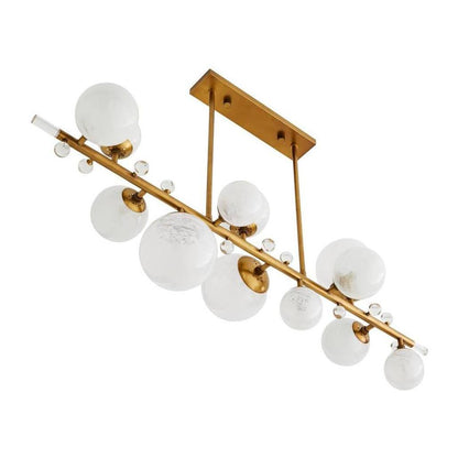 Opal Globe Antique Brass Chandelier