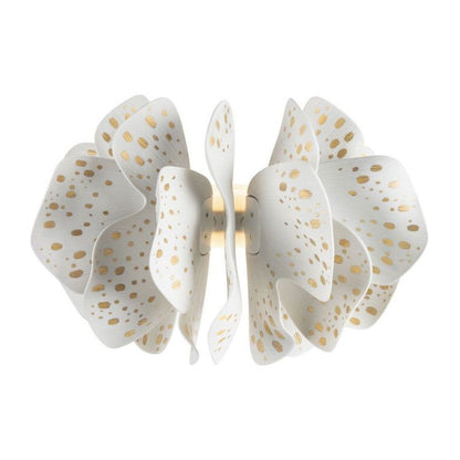 Porcelain Petal Gold Accent Wall Light / White & gold