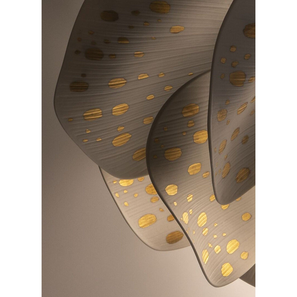 Porcelain Petal Gold Accent Wall Light / White