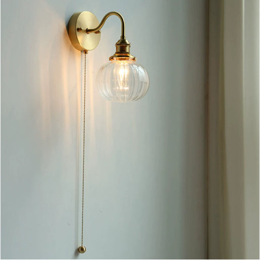 Pumpkin Glass Compact Wall Light / Brass Edison 4W / Type A