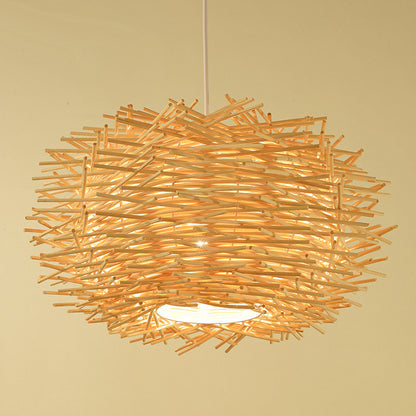 Rattan Straw Hat Pendant Light
