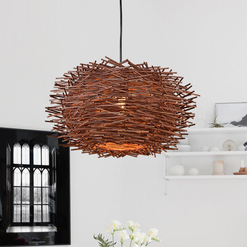 Rattan Straw Hat Pendant Light
