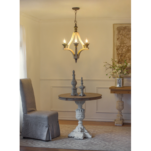 Six-Light Distressed Wood Chandelier
