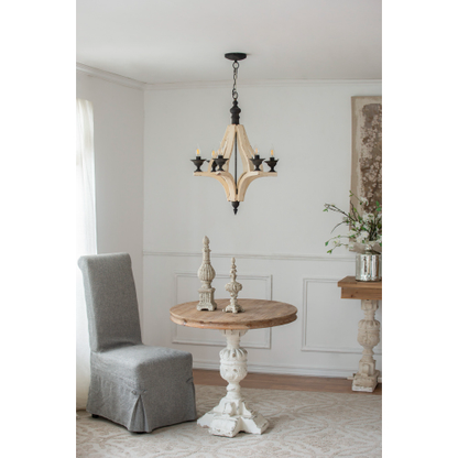 Six-Light Distressed Wood Chandelier