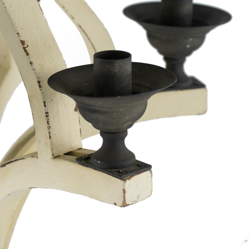 Six-Light Distressed Wood Chandelier