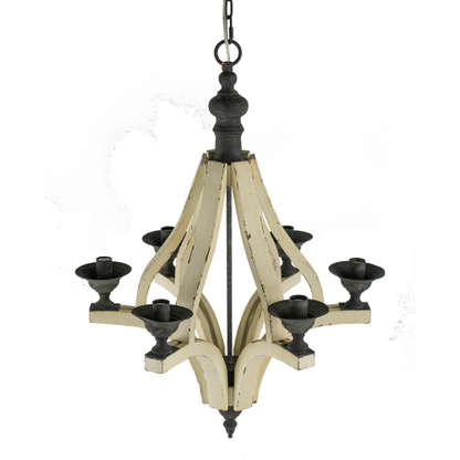 Six-Light Distressed Wood Chandelier