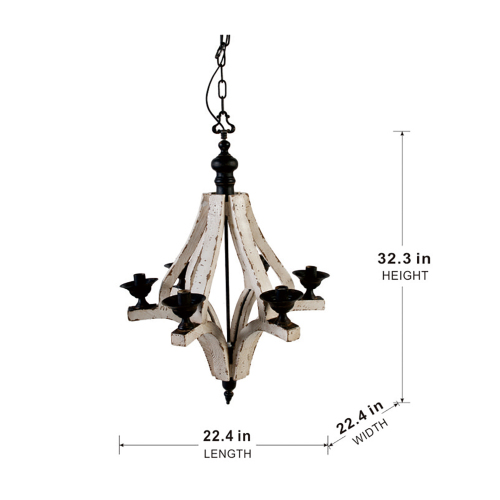 Six-Light Distressed Wood Chandelier
