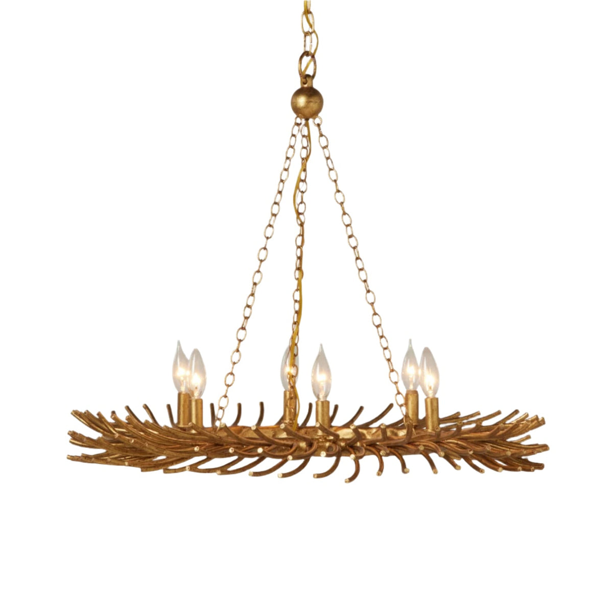Six-Light Gold or White Chandelier / Gold