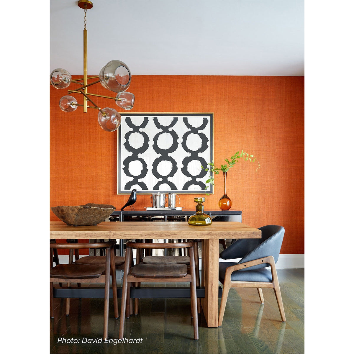 Smoked Glass Brass Linear Chandelier / Polished Nickel