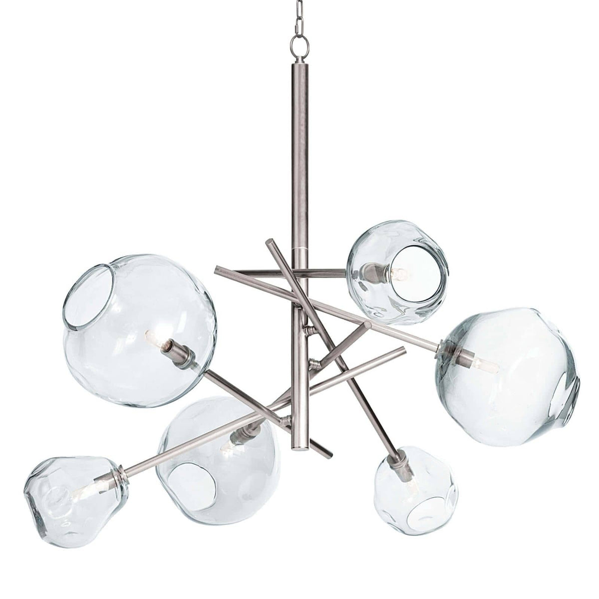Smoked Glass Brass Linear Chandelier