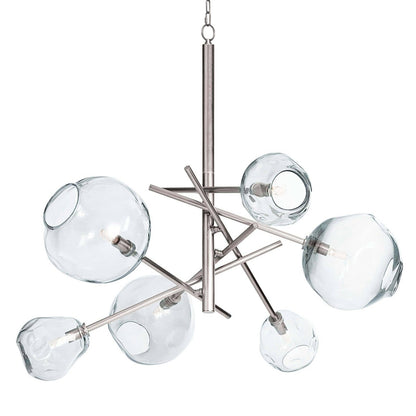Smoked Glass Brass Linear Chandelier