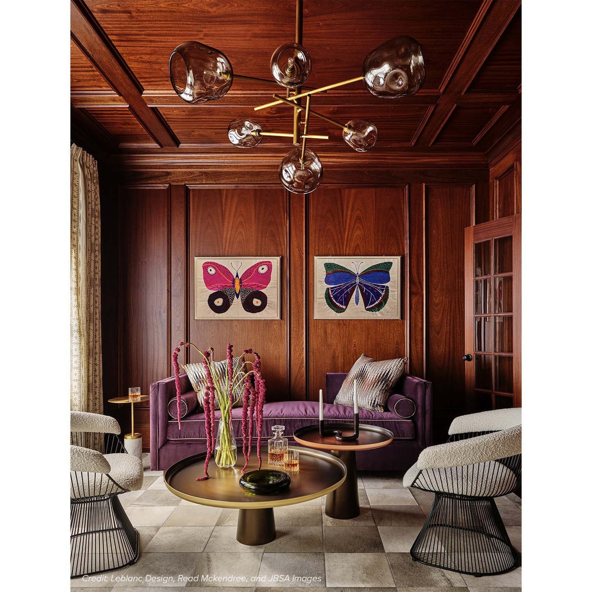 Smoked Glass Brass Linear Chandelier